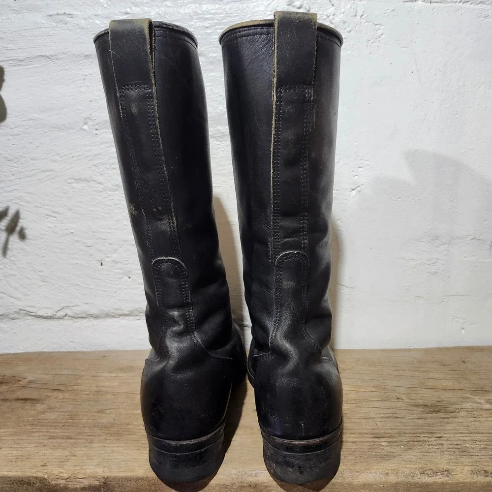 Vintage Carolina Linesman Pole Climber Work Boot Black Leather 16 Inch Men Sz 12